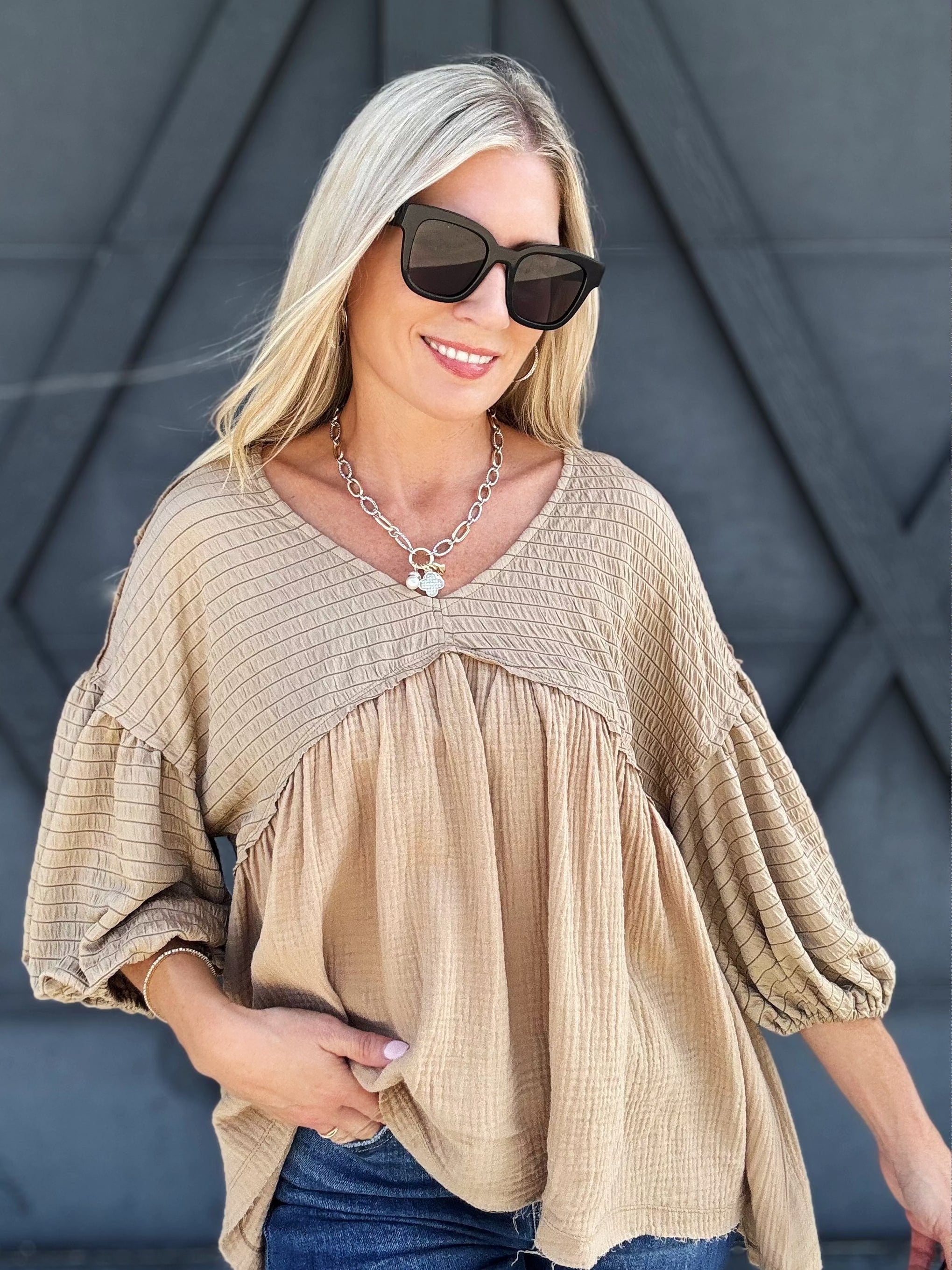 The Natalie Top In Oat - Infinity Raine