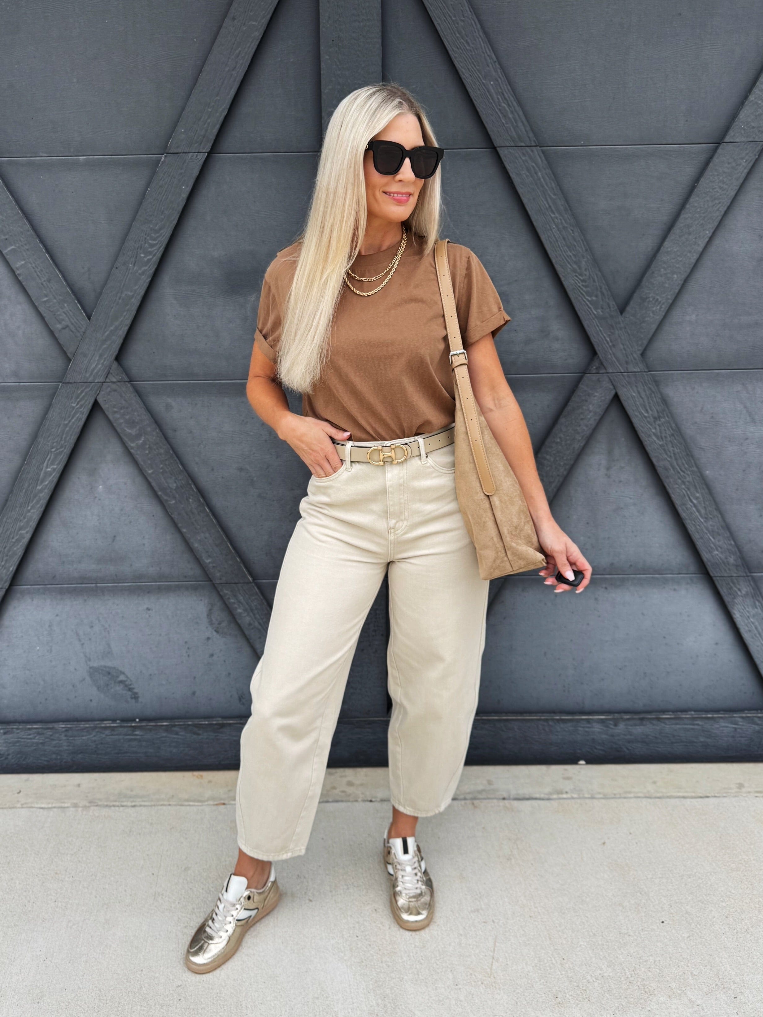 AEMI+CO Tops - Tees Mali Baby Tee Short Sleeve Top In Mocha