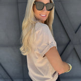 Mali Baby Tee Short Sleeve Top In Oat - Infinity Raine