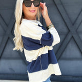 Polly Color Block Tee In Navy - Infinity Raine