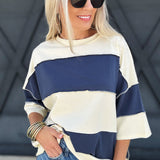 Polly Color Block Tee In Navy - Infinity Raine