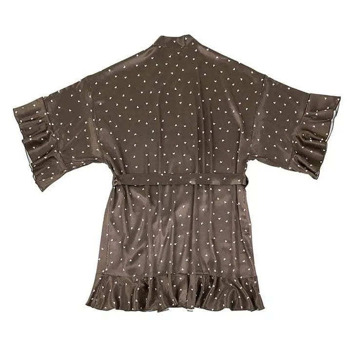 Bella Ruffled Heart Robe In Brown - Infinity Raine