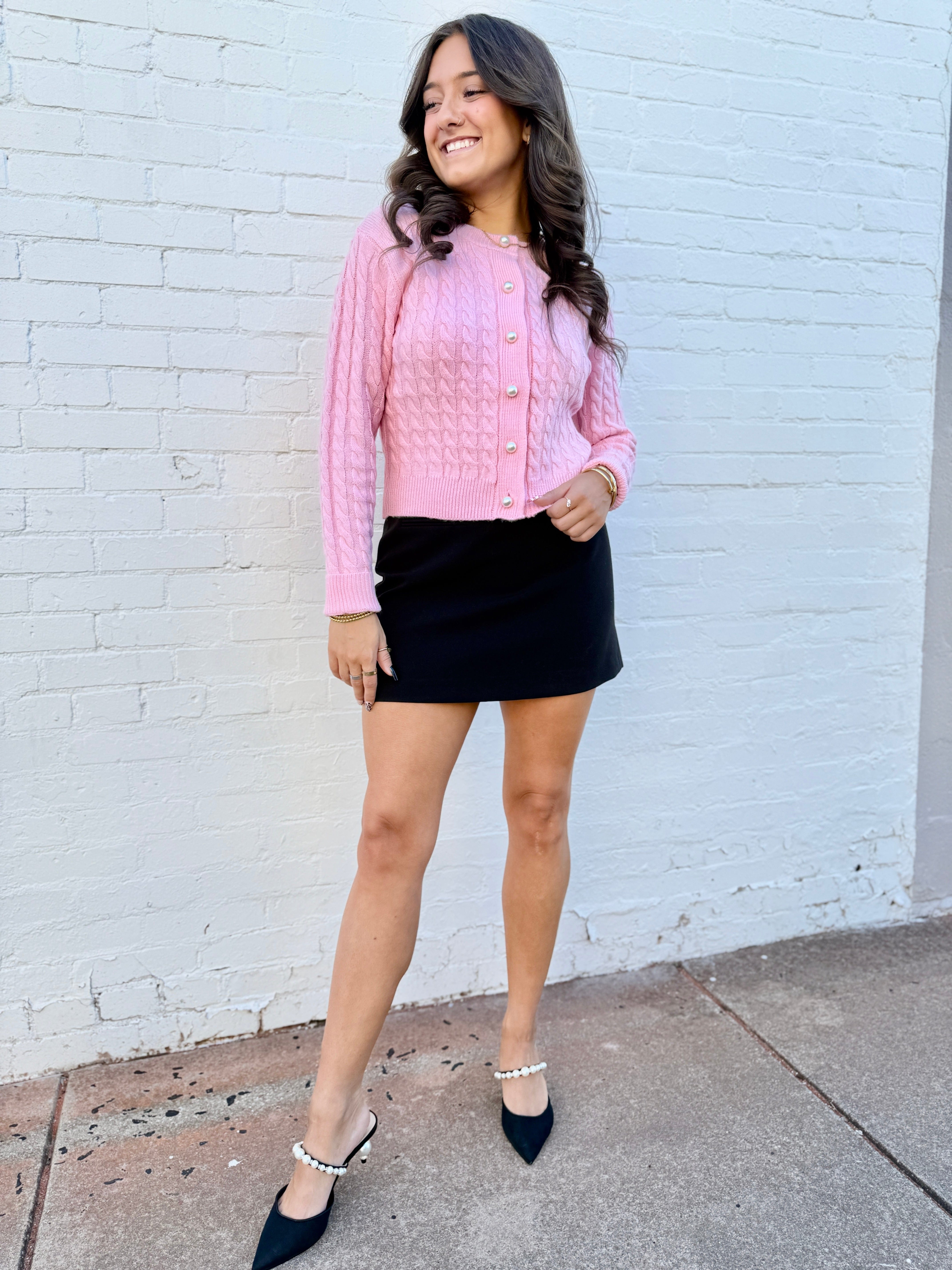 ASTR The Label Tops - Sweaters ASTR Pearl Button Cardigan In Pink