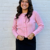 ASTR The Label Tops - Sweaters ASTR Pearl Button Cardigan In Pink