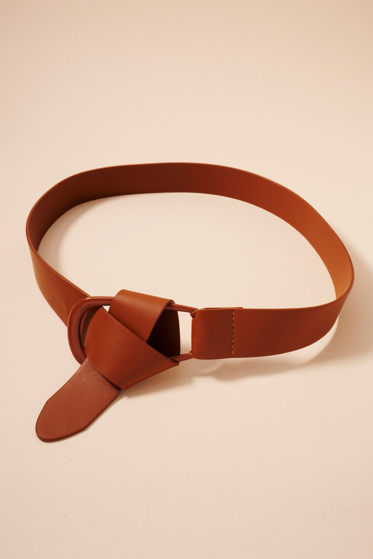 Faux Leather Oval Belt-Camel - Infinity Raine