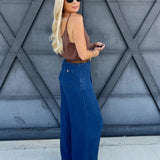 Pintuck Wide Leg Pants In Chambray - Infinity Raine