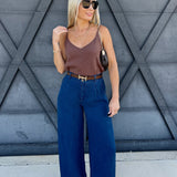 Pintuck Wide Leg Pants In Chambray - Infinity Raine