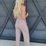 Stripe Wide Leg Knit Pants In Burgundy - Infinity Raine