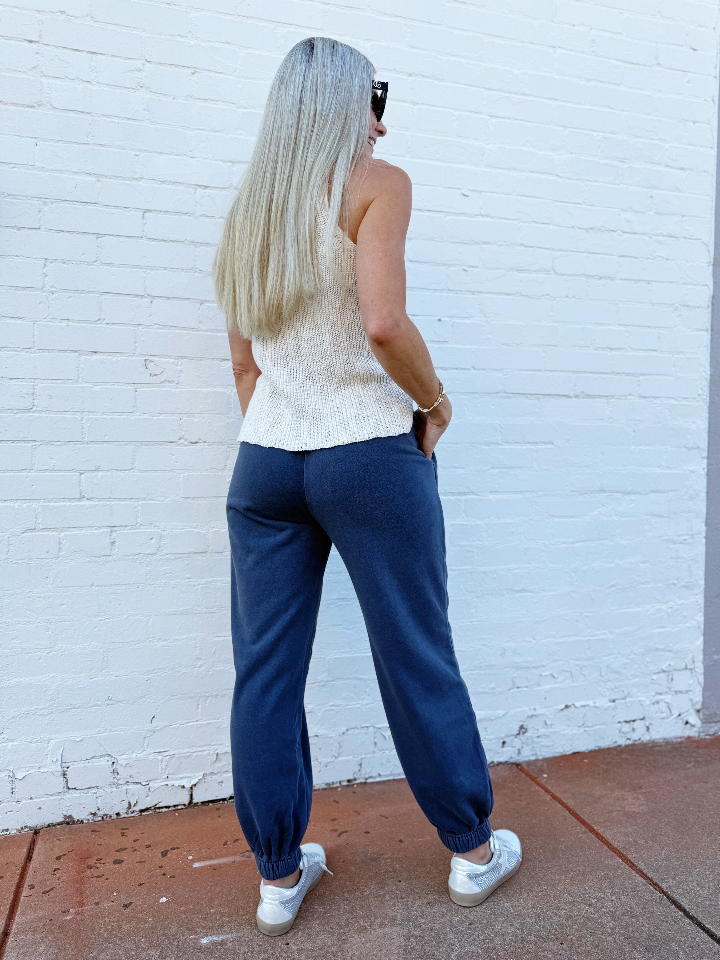 blu pepper Bottoms - Pants Washed Drawstring Joggers In Navy