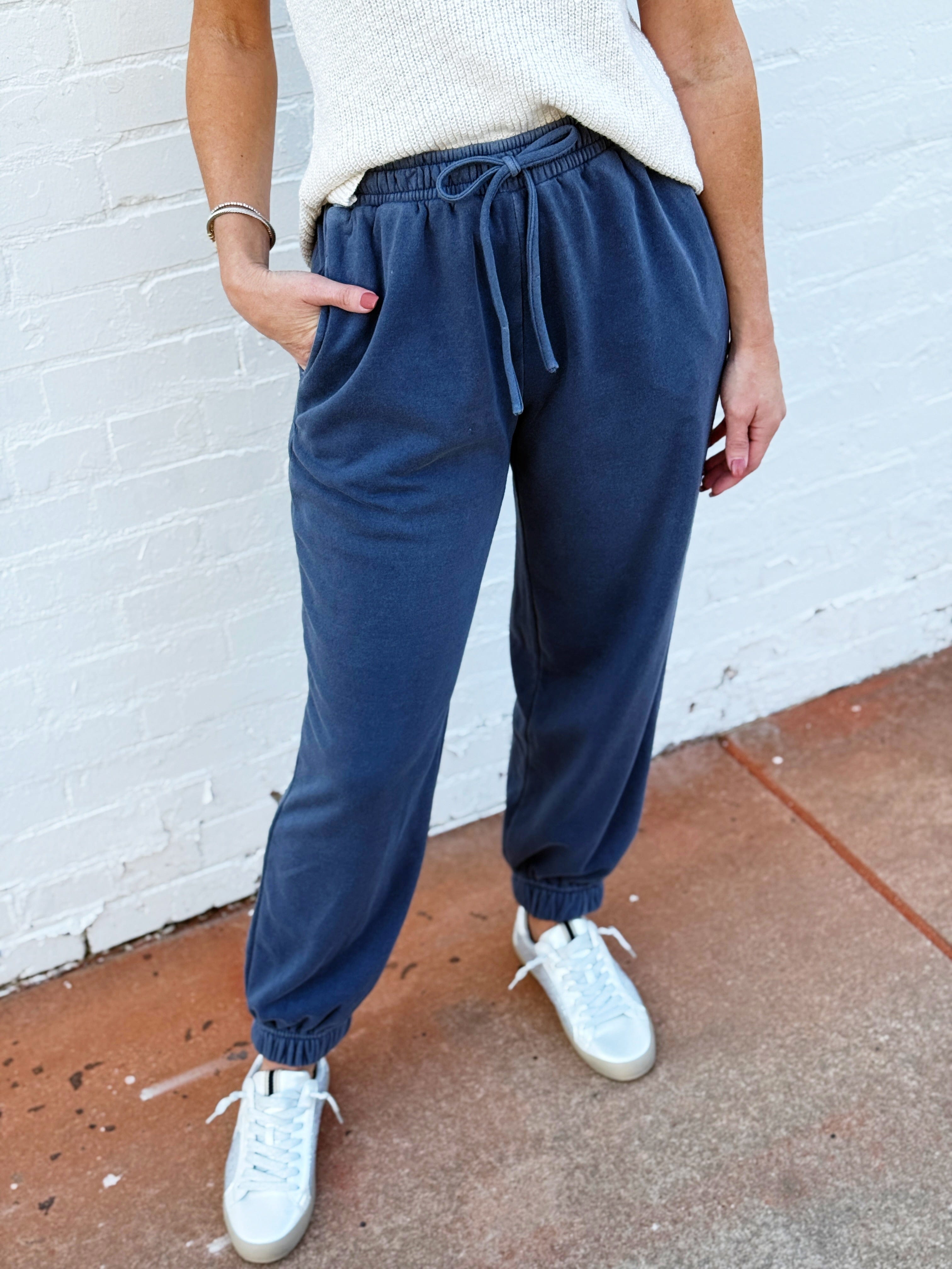 blu pepper Bottoms - Pants Washed Drawstring Joggers In Navy