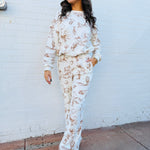 blu pepper Bottoms - Pants Western Print Sweatpants In Cream
