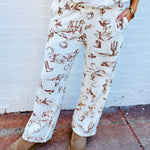 blu pepper Bottoms - Pants Western Print Sweatpants In Cream