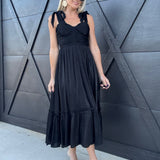 blu pepper Dresses Lurex Tie Strap Midi Dress In Black