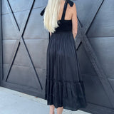 blu pepper Dresses Lurex Tie Strap Midi Dress In Black