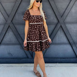 Puff Sleeve Babydoll Dress In Brown - Infinity Raine