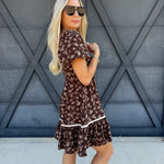 Puff Sleeve Babydoll Dress In Brown - Infinity Raine