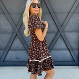 Puff Sleeve Babydoll Dress In Brown - Infinity Raine