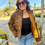 blu pepper Outerwear - Jackets & Coats Leopard Quilted Puff Jacket In Brown