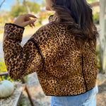 blu pepper Outerwear - Jackets & Coats Leopard Quilted Puff Jacket In Brown
