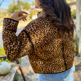 blu pepper Outerwear - Jackets & Coats Leopard Quilted Puff Jacket In Brown