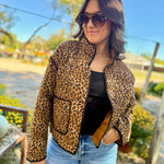 blu pepper Outerwear - Jackets & Coats Leopard Quilted Puff Jacket In Brown