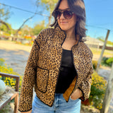 blu pepper Outerwear - Jackets & Coats Leopard Quilted Puff Jacket In Brown
