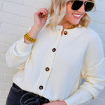 blu pepper Tops - Sweaters Button Down Cardigan In Cream