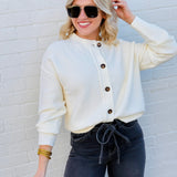 blu pepper Tops - Sweaters Button Down Cardigan In Cream