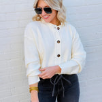 blu pepper Tops - Sweaters Button Down Cardigan In Cream
