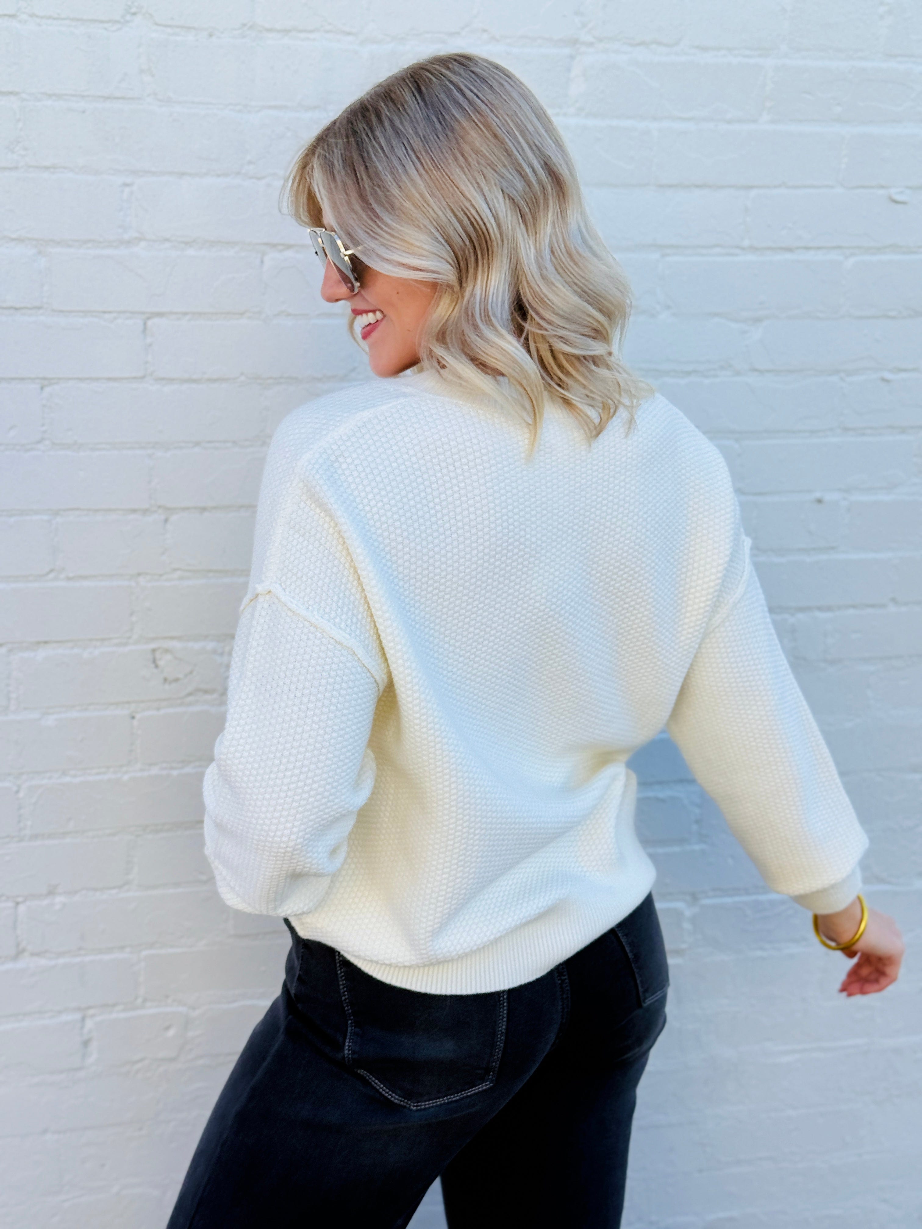 blu pepper Tops - Sweaters Button Down Cardigan In Cream