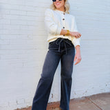 blu pepper Tops - Sweaters Button Down Cardigan In Cream