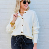 blu pepper Tops - Sweaters Button Down Cardigan In Cream