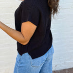 blu pepper Tops - Sweaters Split Neck Top In Black
