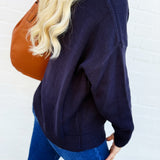 blu pepper Tops - Sweaters Western Boot Knit Sweater In Navy