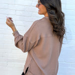 blu pepper Tops - Sweatshirts Half Zip Waffle Pullover In Mocha