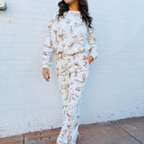 blu pepper Tops - Sweatshirts Western Print Crewneck In Cream