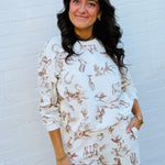 blu pepper Tops - Sweatshirts Western Print Crewneck In Cream