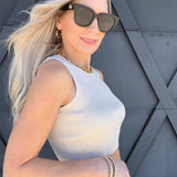 Ribbed Sleeveless Crop Top In Natural - Infinity Raine