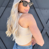 Ribbed Sleeveless Crop Top In Natural - Infinity Raine