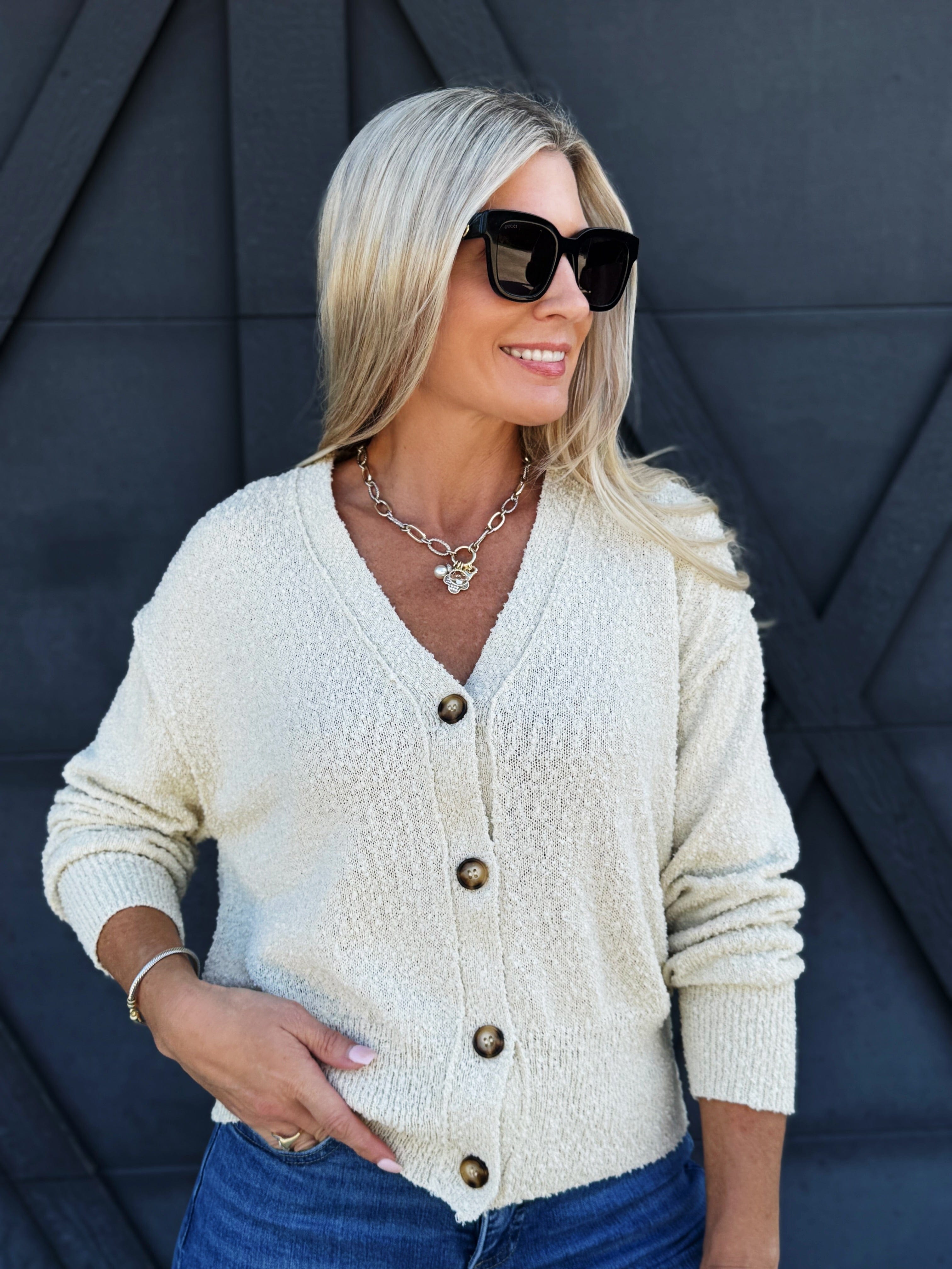 Button Down Knit Sweater Cardigan In Butter - Infinity Raine