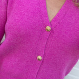 Bluivy Tops - Sweaters Button Down V Neck cardigan In Hot Pink