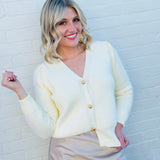 Bluivy Tops - Sweaters Classy V Neck cardigan In Cream