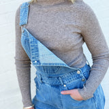 Bluivy Tops - Sweaters Mock Neck Ribbed Long Sleeve In Latte