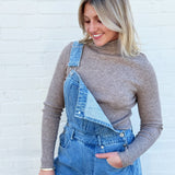 Bluivy Tops - Sweaters Mock Neck Ribbed Long Sleeve In Latte