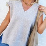 Bluivy Tops - Sweaters Oversized Knit Sweater Vest In Oatmeal