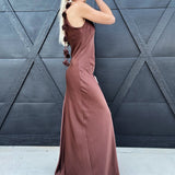 Camellia Dresses 3D Floral Dinner Dress In Mocha