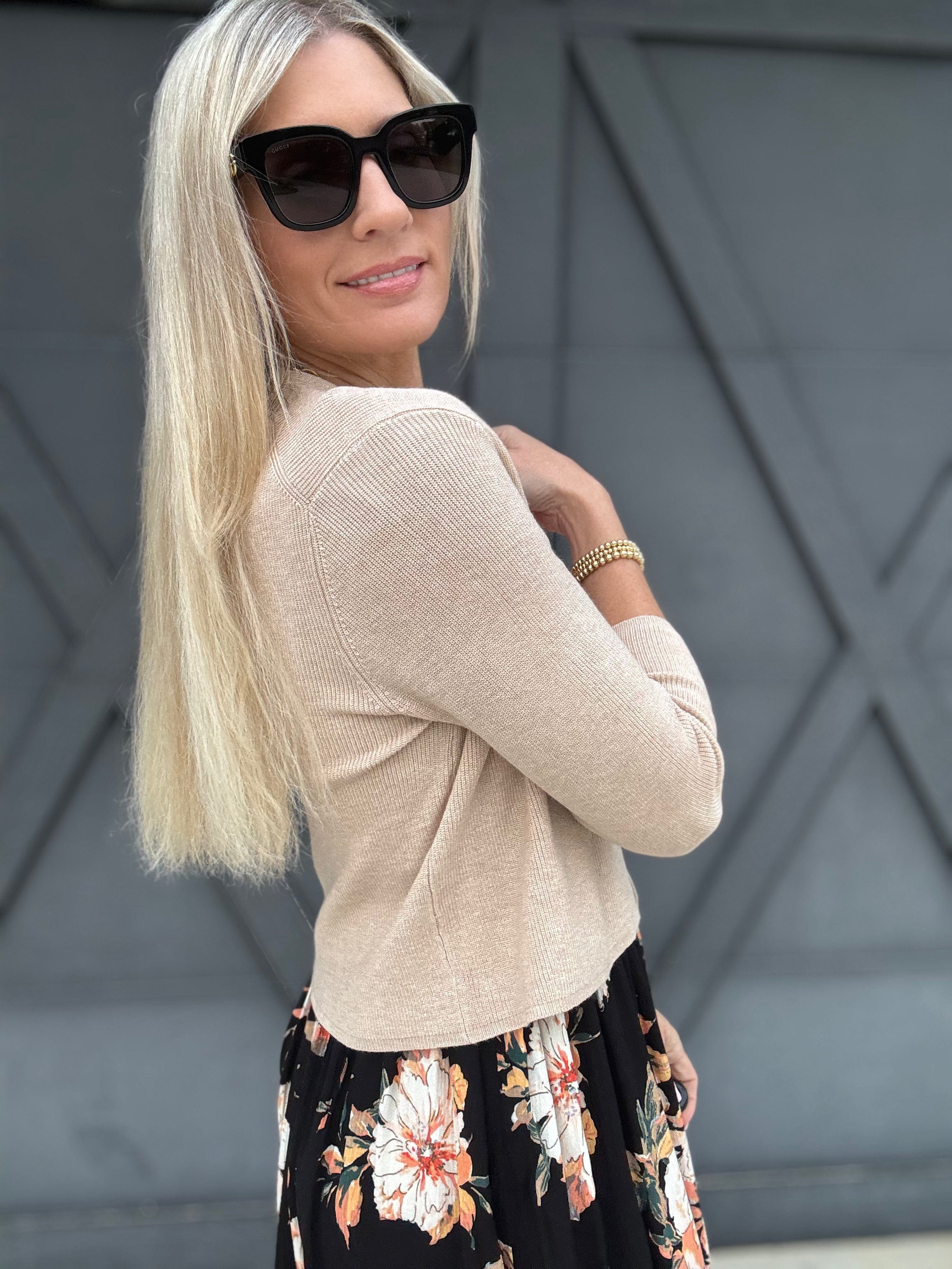 Open Bolero Cardigan In Khaki - Infinity Raine