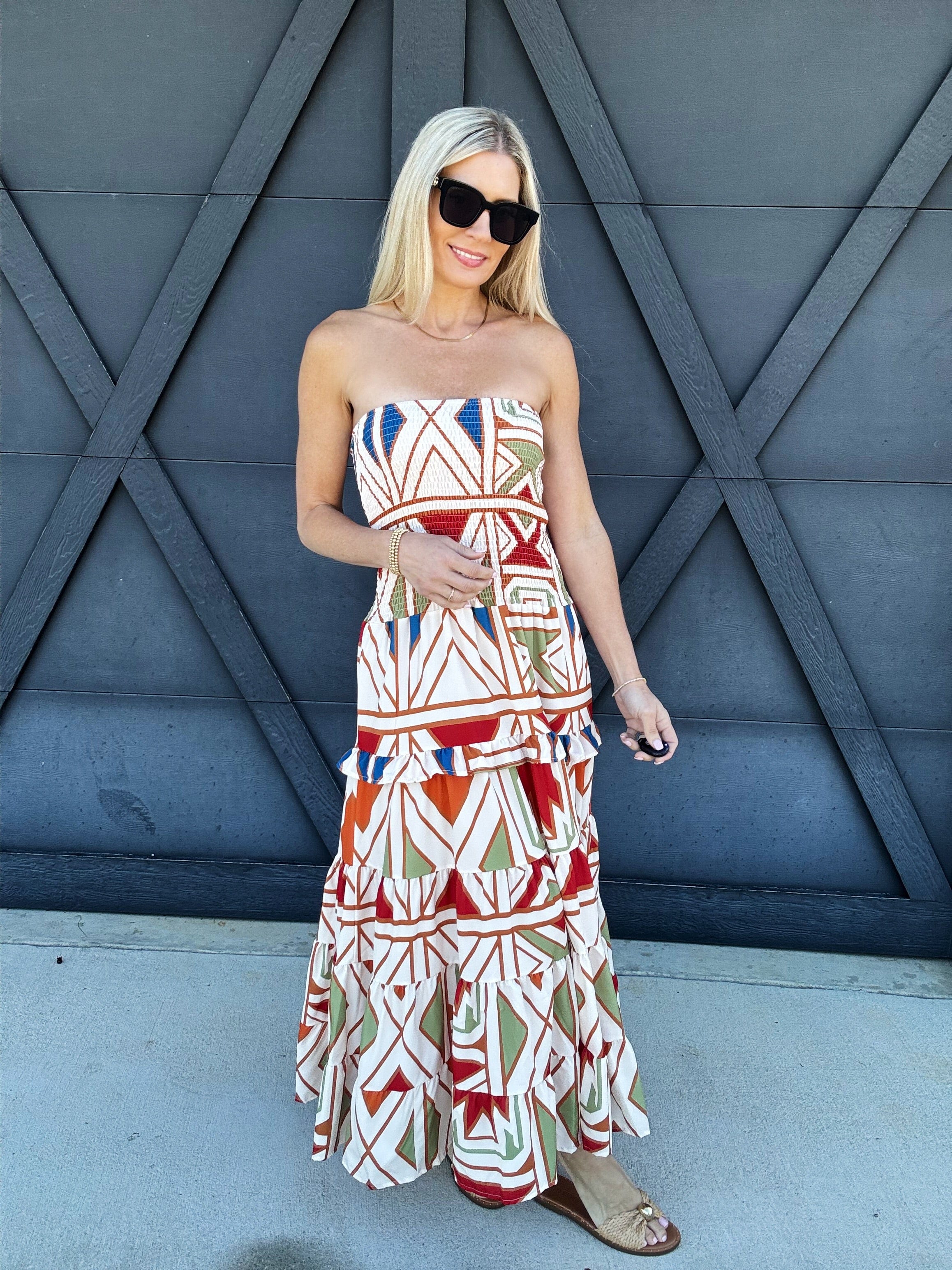 De Vave Dresses Printed Boho Maxi Dress In Multi