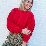 Double Zero Tops - Sweatshirts Everyday Cropped Pullover In red