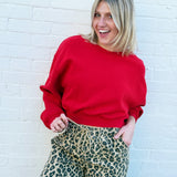 Double Zero Tops - Sweatshirts Everyday Cropped Pullover In red